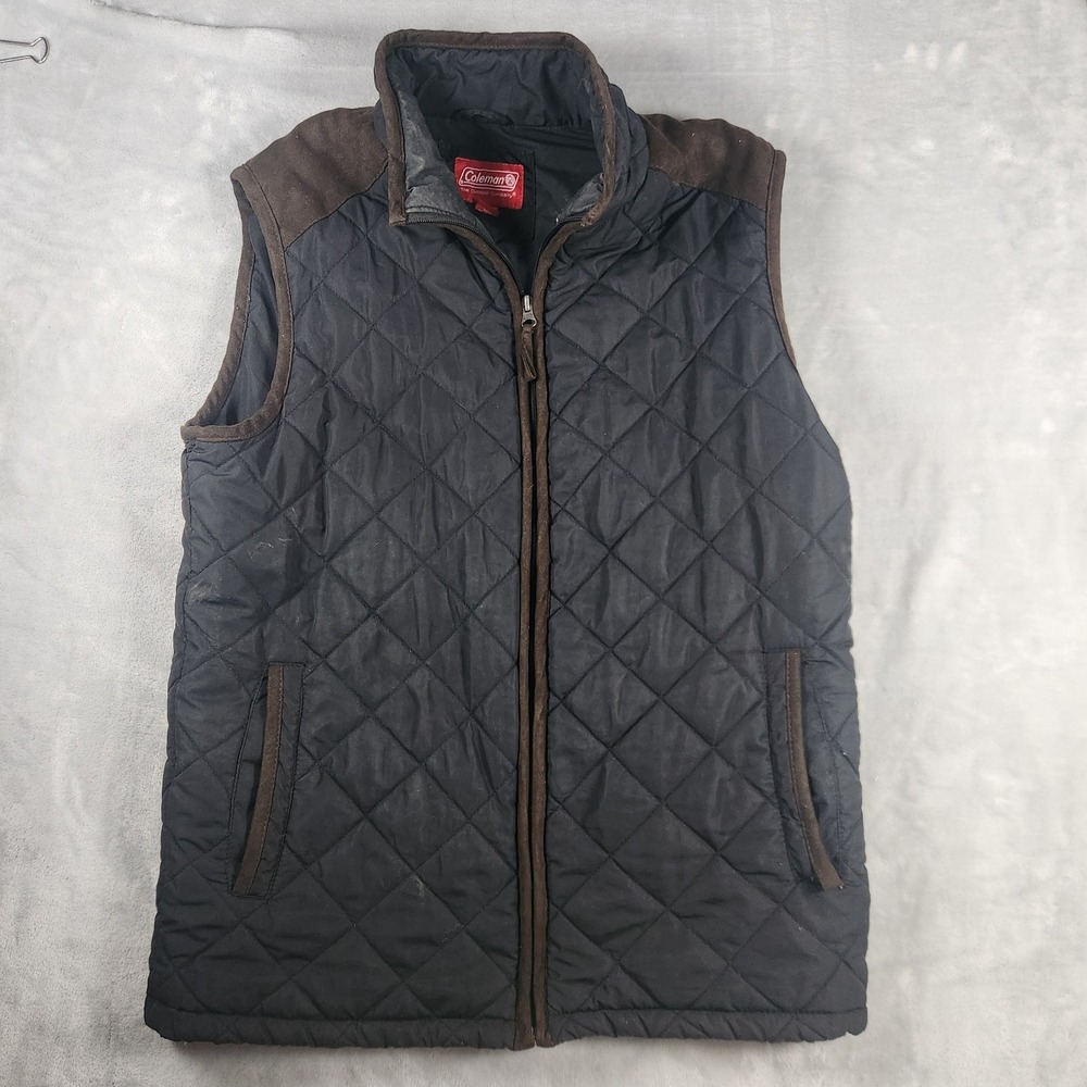 Coleman Quilted Vest Black Puffer Full Zip‎ Pockets Men's S Gorpcore Outdoor